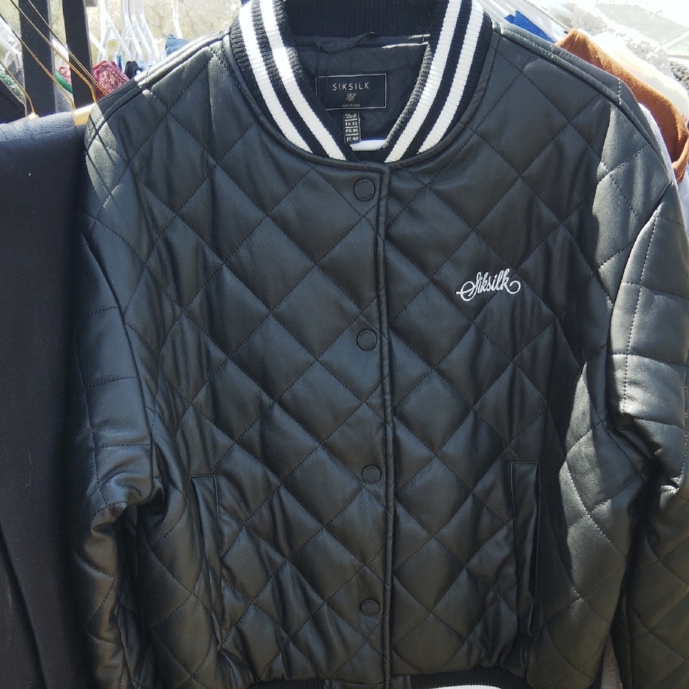 SikSilk Black Quilted Bomber Jacket